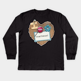 I Love Cardboard | Cardboard Scrapbooking Style | Cherie's Art(c)2021 Kids Long Sleeve T-Shirt